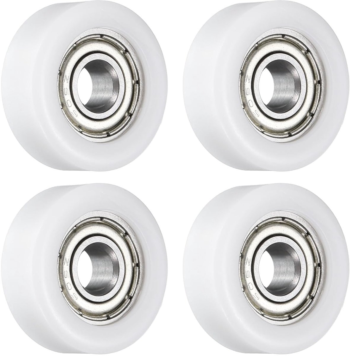 4 stuks Rol-Idler-lagerrol 5x19x7mm, transportwielwielplatte rol met 605ZZ lager voor meubel-hardware-accessoires (wit)