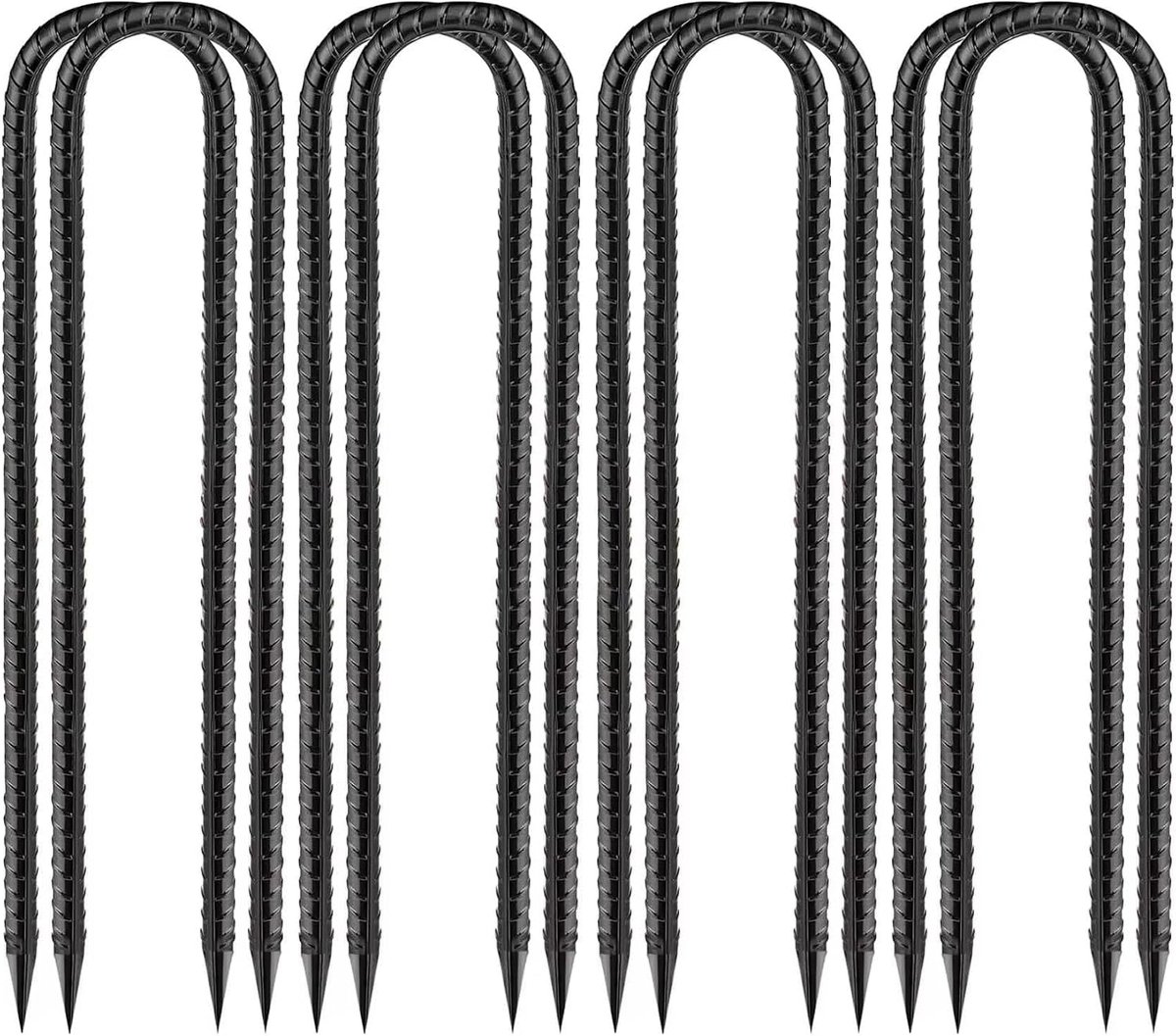 8 stuks verzinkt grondanker, haringen, grondankers, verzinkt staal, U-vormige grondpalen, grondpennen, tentnagels, grondanker, tuinklemmen voor planten, camping, tenten, trampoline (30 cm, zwart)