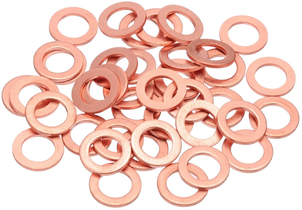 40 stuks sluitringen, koper, M10, 10 x 16 x 1,5 mm, verbeterde koperen schijven voor schroeven, moeren, verbindingen, elektronische reparatie