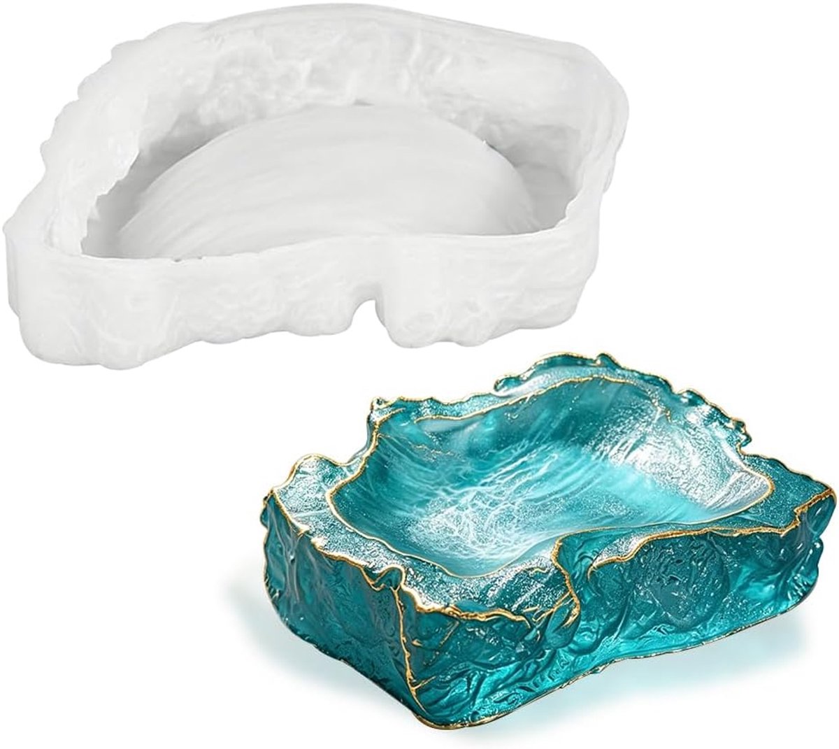 Hars Schimmel Ocean Wave Siliconen Mallen Sieraden Platen Mallen Gietvorm voor Trinket Kraal Opbergvak Houder Woondecoratie DIY Craft (Dish Resin Mold)