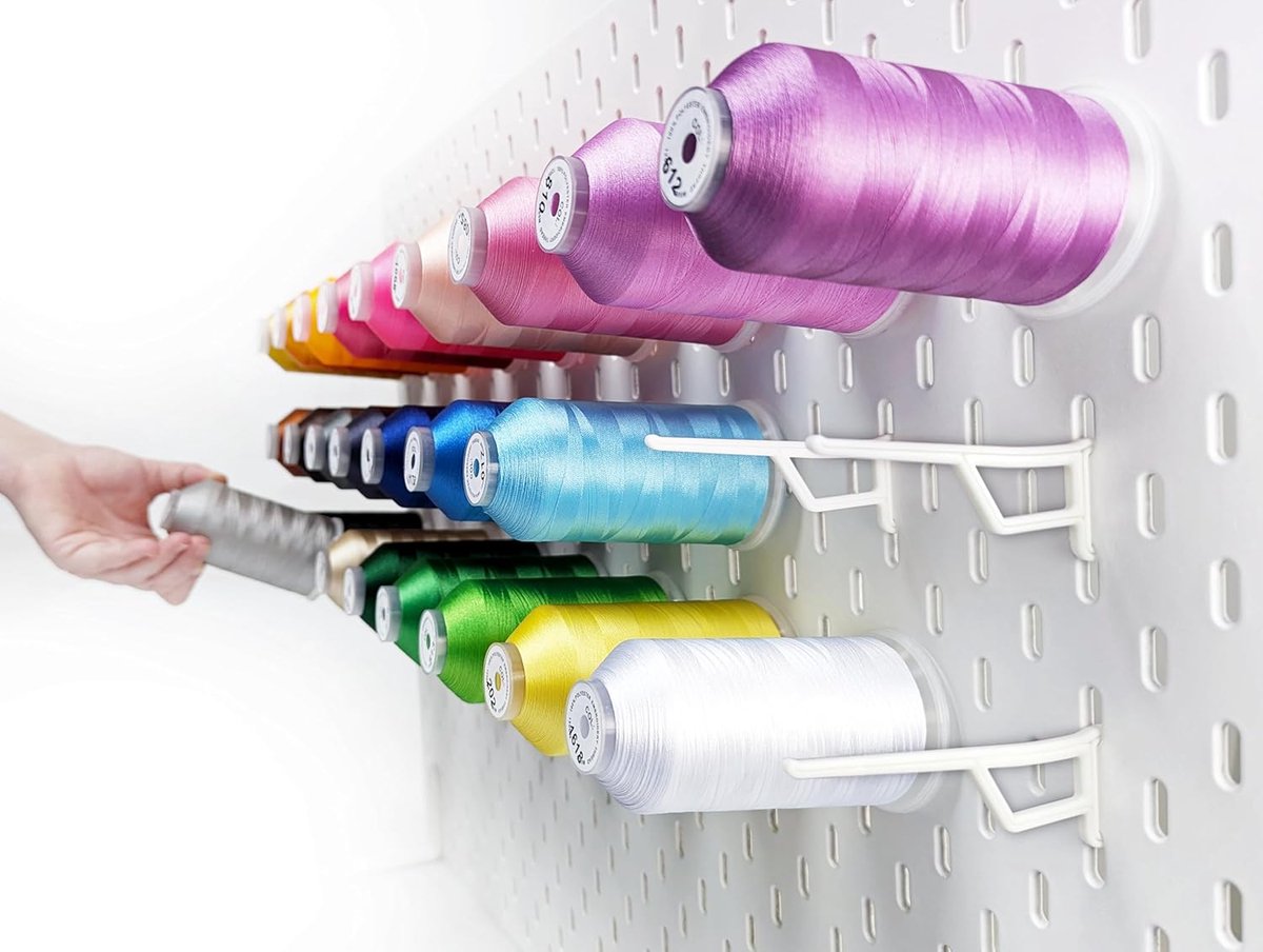 – Set van 15 haken compatibel met SKADIS-paneel, draadkloshouder voor grote garenklossen, kegels, naaigaren en borduurgaren (XL-200g)