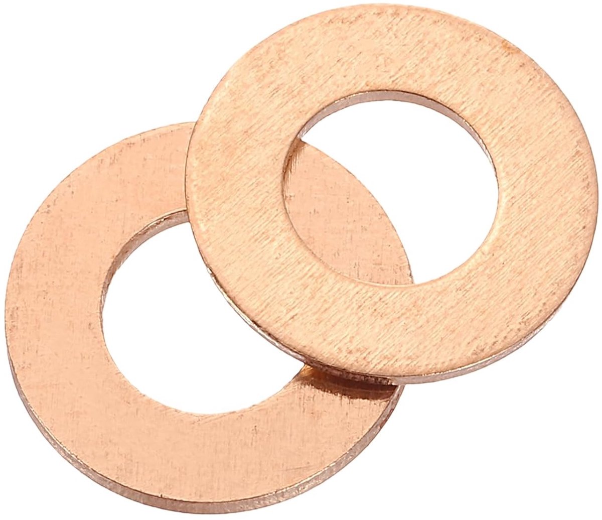 Platte afdichting, 26 stuks koperen ring-platte afdichtingen 16 mm OD 1 mm dik metalen afdichtring voor schroeven, bouten, moeren
