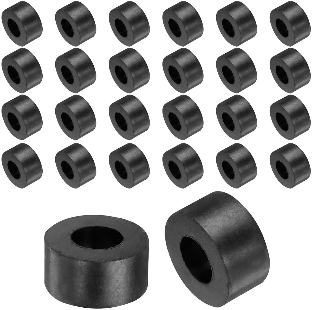 48 stuks rubberen sluitringen, rubberen spacer, 20 mm buitendiameter x 10 mm binnendiameter x 10 mm hoogte, zwart, ronde afstandshulzen, dikke rubberen ringen, rubberen afstandhouders