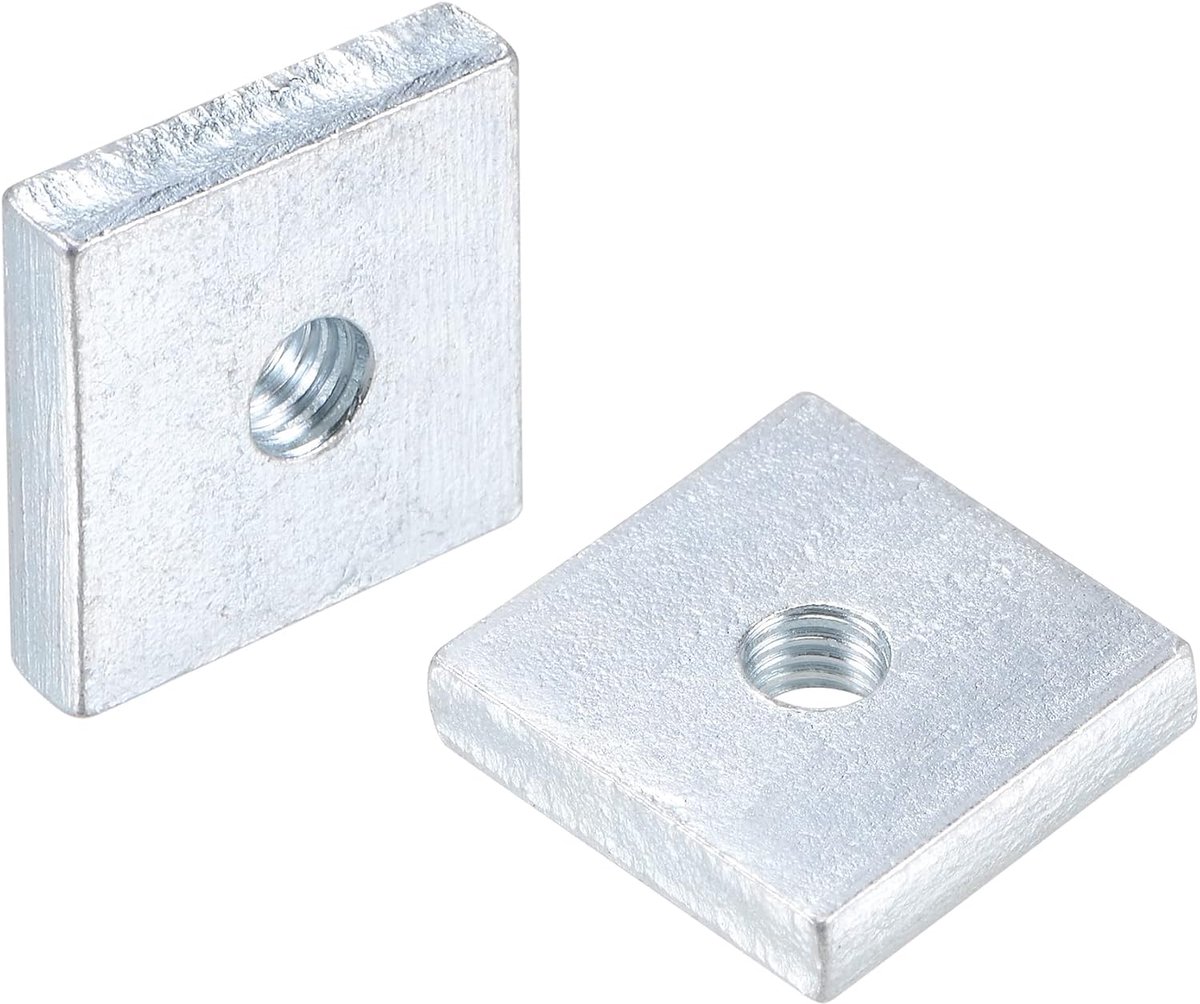 Vierkante moeren, assortiment met vierkante moeren, verzinkt, M5 x 18 mm x 4 mm, metrische dikke schroefdraad, 10 stuks