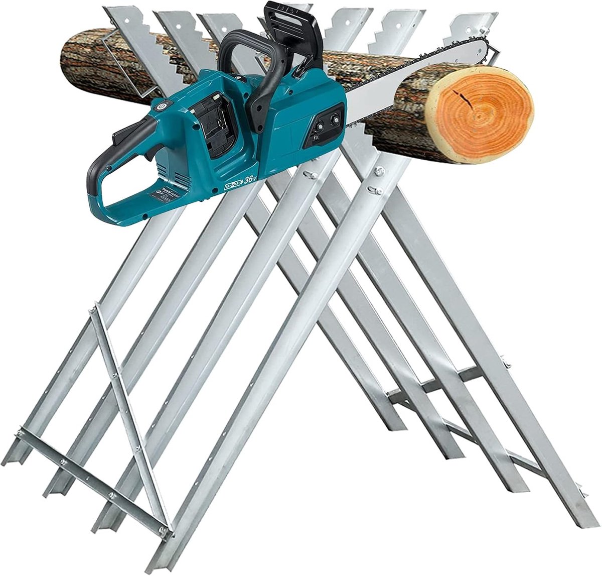 Zaagbok, inklapbaar zaagframe, 81 x 80 x 80 cm, zaagstandaard, kettingzaagbok, houten bok voor houtzagen, brandhout, houtzaagbok met 150 kg draagkracht