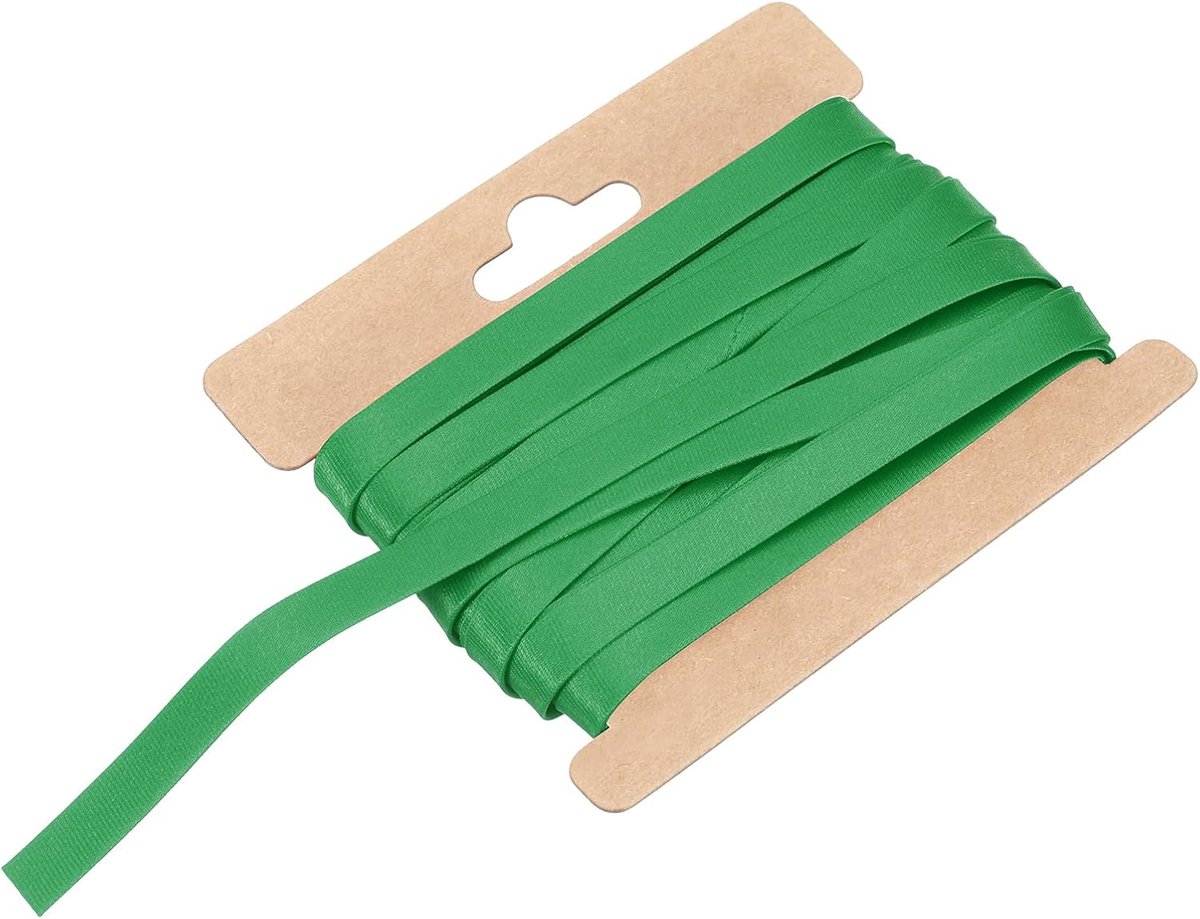 Dubbel gevouwen biasband voor naaien, 1/3 inch x 15 m, satijn, voorgevouwen doorlopende randband voor zomen, quilten, zoombinding, doe-het-zelf knutselen, donkergroen
