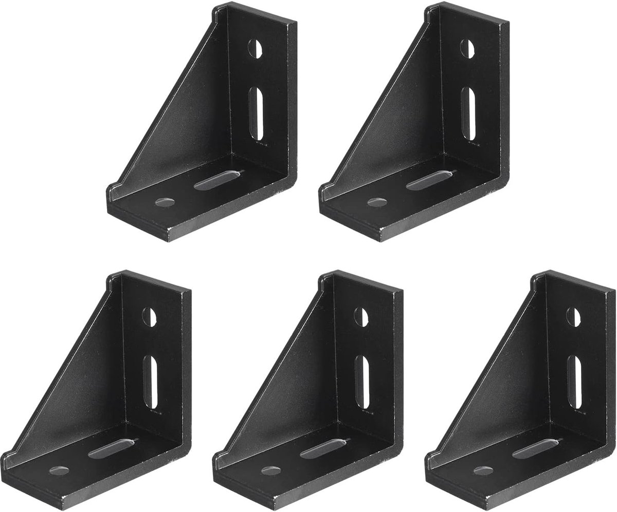 Sourcing map 5 stuks binnenhoek klemmen inzetstuk 77x77x40mm 4080 hoek aansluitingen voor 4040 serie aluminium extrusiepersen profiel zwart