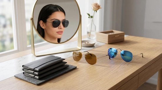 Zonnebril Pilotenstijl Set - 3 Stuks Gepolariseerde Aviator Zonnebrillen met Hoes - UV Bescherming, Lichtgewicht Metaalframe voor Dames en Heren — afbeelding 5