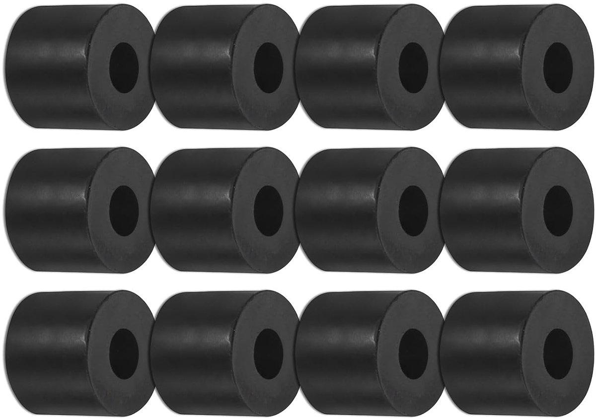 12 stuks rubberen isolatieschijven 2,5 cm buitendiameter 1 cm binnendiameter 2 cm dikte mechanische anti-vibratie isolatiepads ronde rubberen schijven voor huis [zwart]