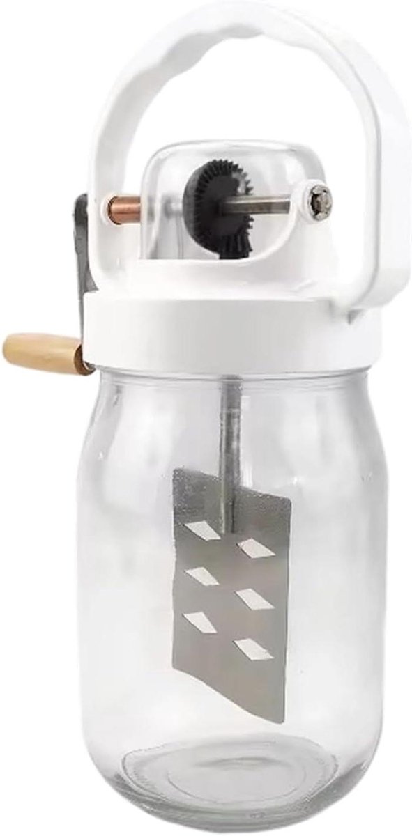 Glazen botermixer - Keukenmixer - Deeg en beslag kloppen - Handslinger mechanisme - 1500 ml capaciteit - Transparant