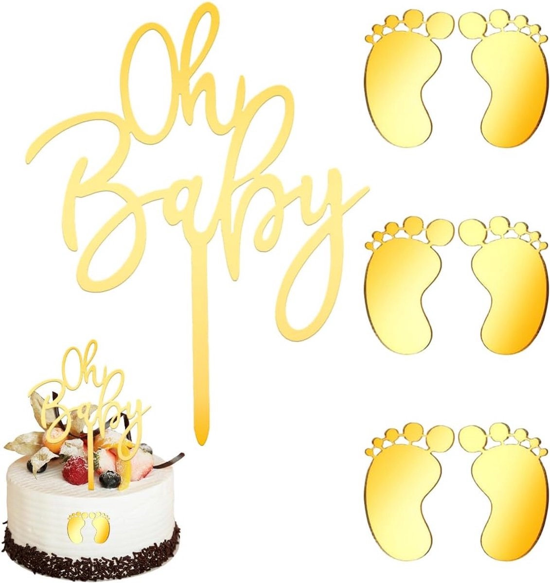 1 set taartopzetstuk van acryl, belettering voor cake, personaliseerbaar, decoratie voor doop, jongens/meisjes, doop, decoratie, Mijn doop (goud)