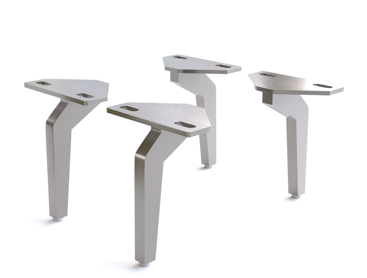 Winkel poot geborsteld roestvrij staal 15 cm voor alle soorten meubilair (set van 4)