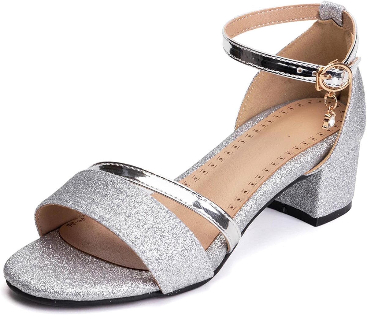 Onewus Women's Fashion Open Toe Buckle Block Heel Sandals - ShopVlot