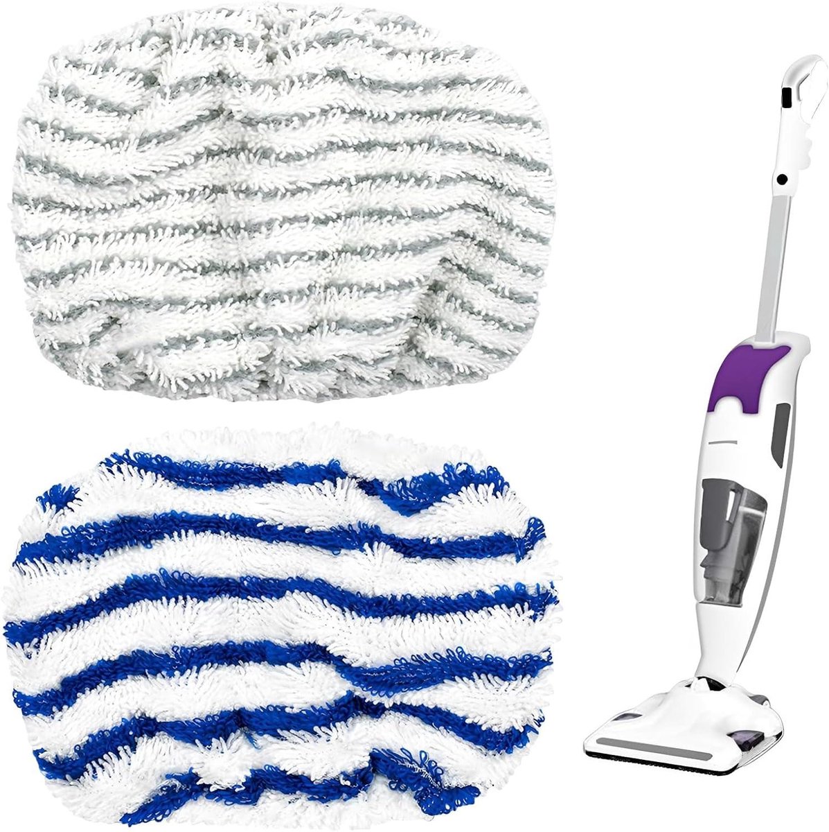 Microvezeldoeken - Stoommop Doeken - Vloeren Reinigen - Wasbaar En Herbruikbaar - 2 Stuks - Blauw/Grijs
