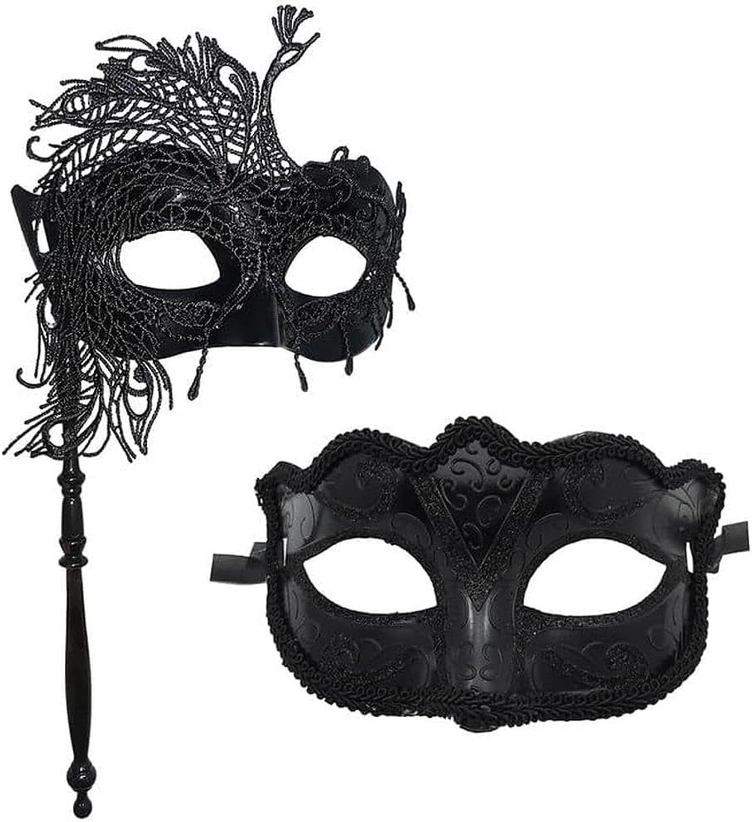Masker voor carnaval - Venetiaanse kant - 2 stuks - feestelijke oogmaskers - SnelShoppen