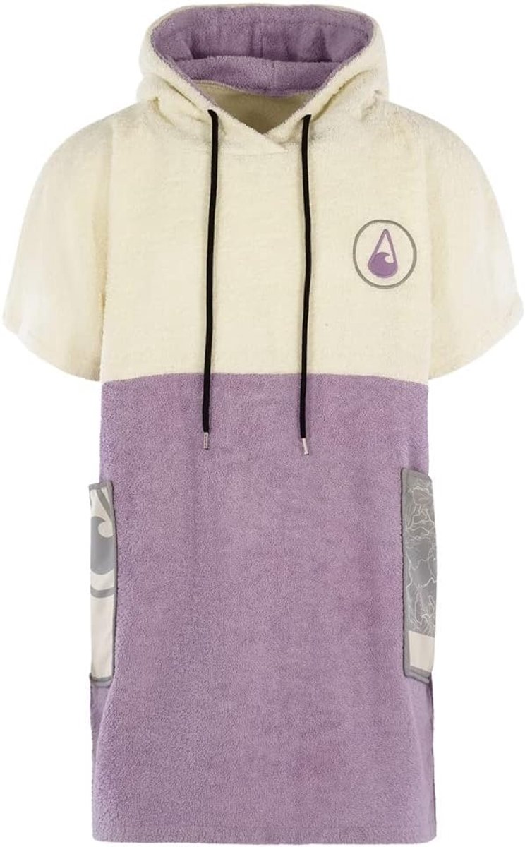 Poncho voor volwassenen S - 95% katoen - paars/wit - ideaal voor het omkleden na het zwemmen - SnelShoppen