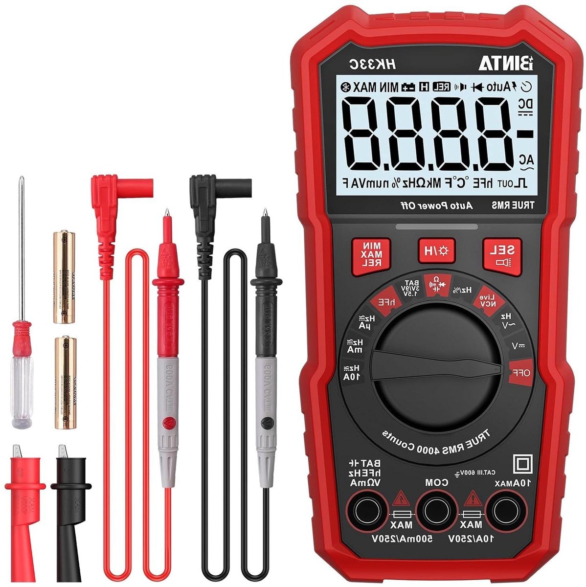 Digitale Multimeter - Voltmeter Ampèremeter - Elektrische Metingen - 4000 Tellingen Display - 15 x 75 x 47 cm - Zwart
