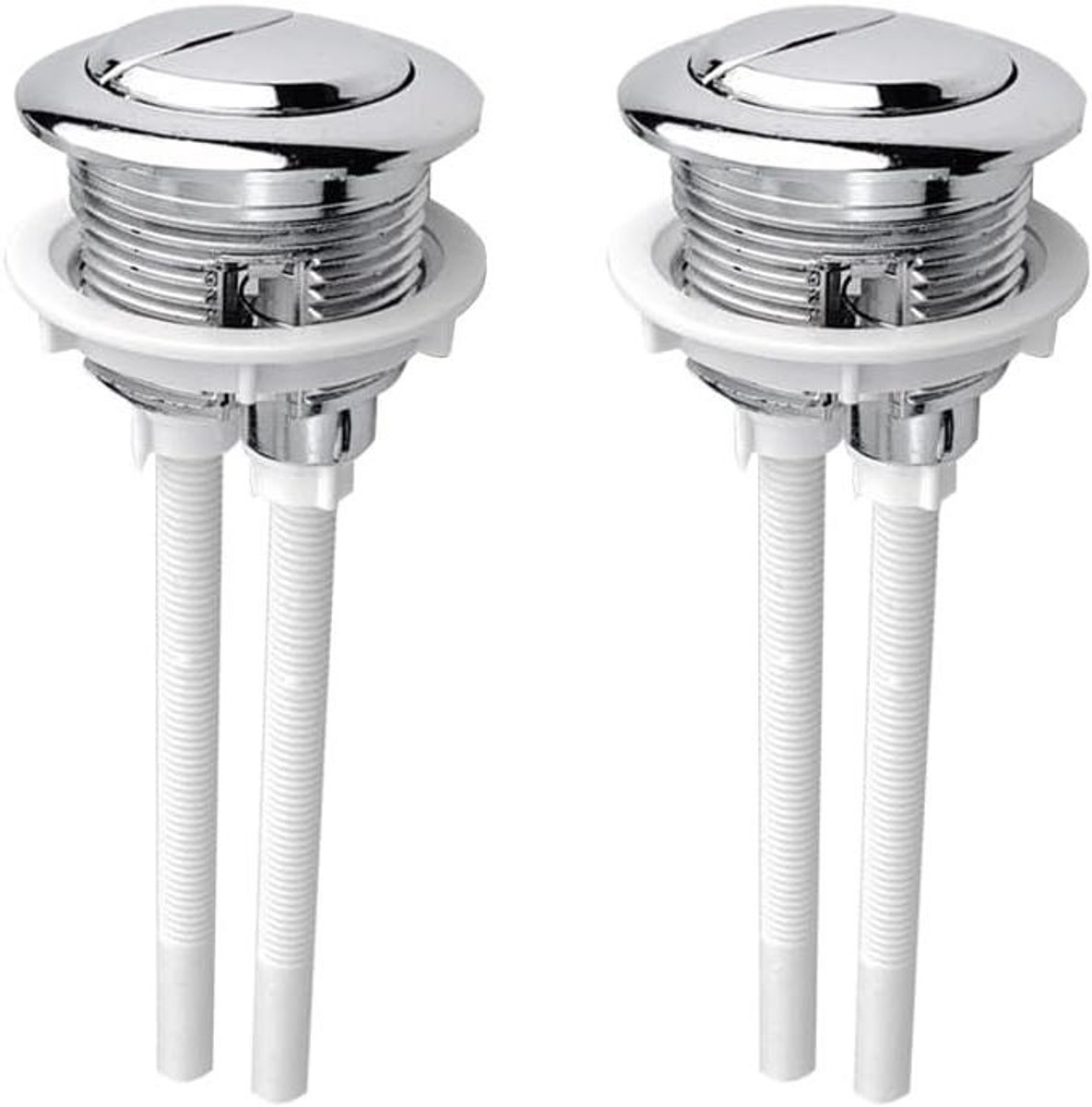 WC Spoelknoppen - Toilet Knoppen - Water Besparen - Dubbele Spoelfunctie - 38 mm - Zilverkleurig