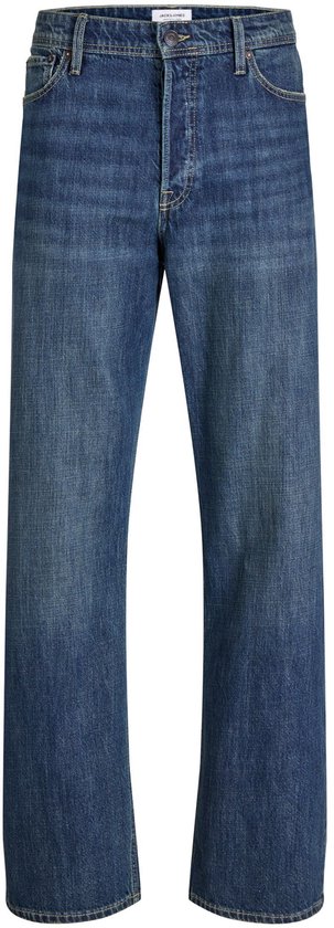Blauwe regular/straight fit jeans van Jack & Jones, recht model met knoopsluiting.