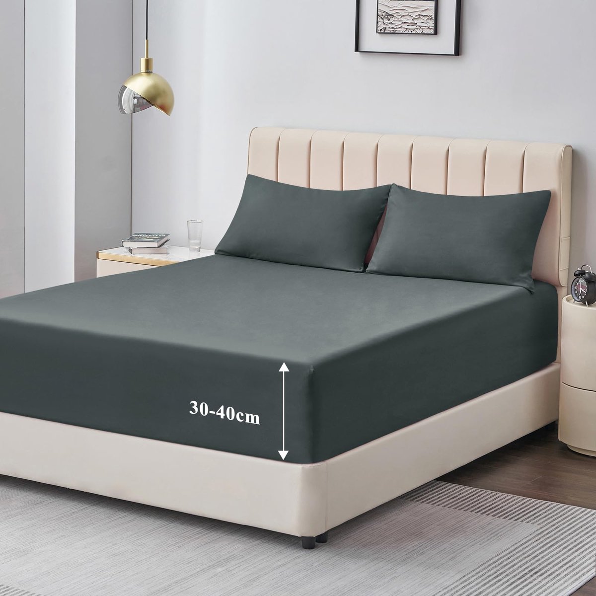 Hoeslaken 140x200cm bedlinnen Boxspringbed - Bedlaken grijs 140x200 van premium microvezel, zacht spanlaken 140 x 200 antraciet nokhoogte 40cm voor waterbed Bed Fitted Sheet