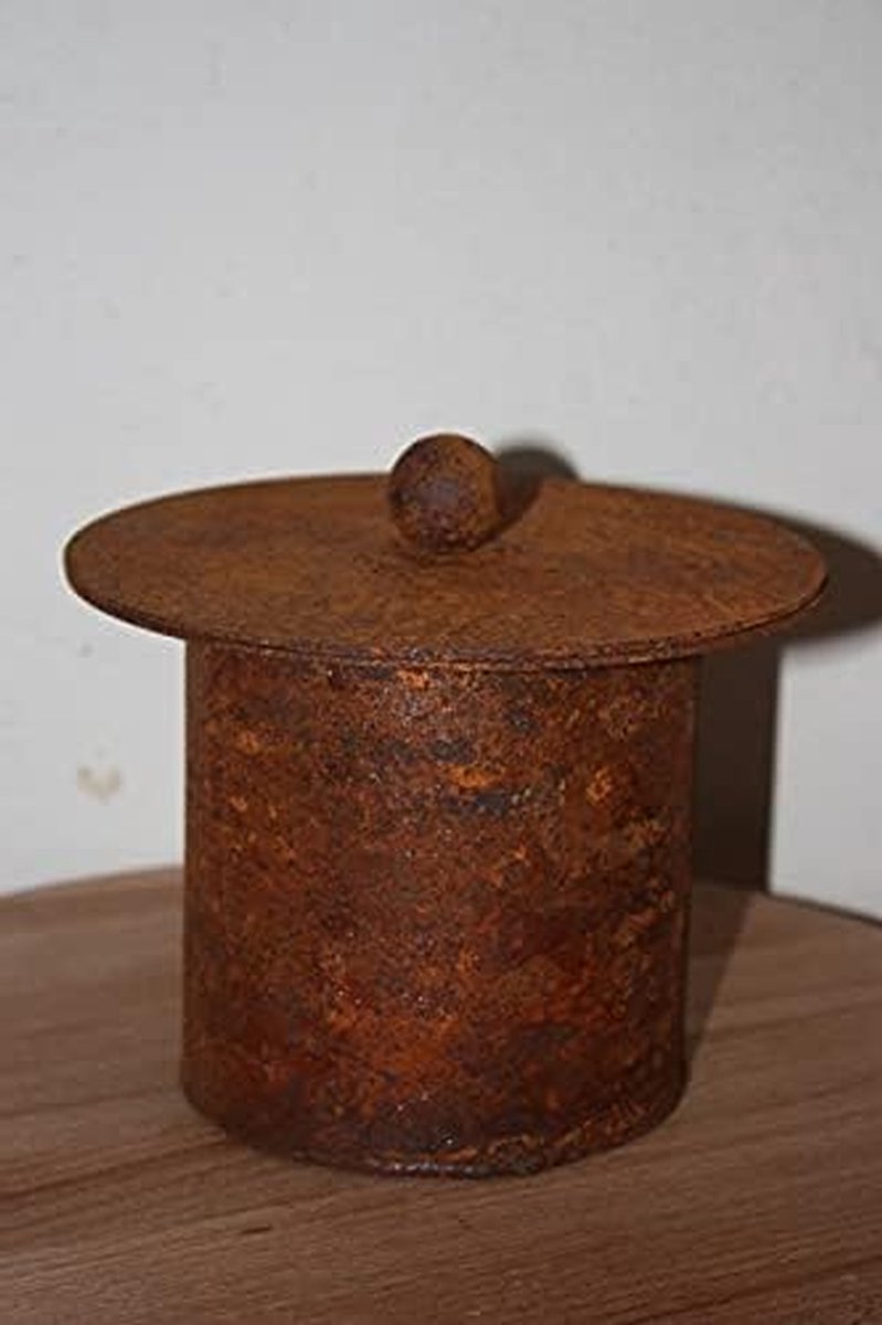 Roestdecoratie Vuurplaats - Vuurpot Windlicht - Terrasdecoratie - Echte Patina Afwerking - 12 cm Hoog - Roestbruin