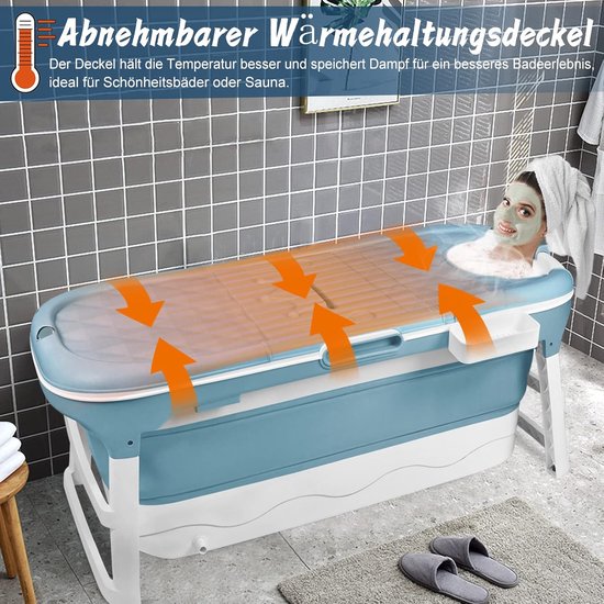 Opklapbaar Bad - Draagbare Kuip - Ontspannend Baden - Ruimtebesparend Ontwerp - 128 x 60 x 53 cm - Blauw — afbeelding 4