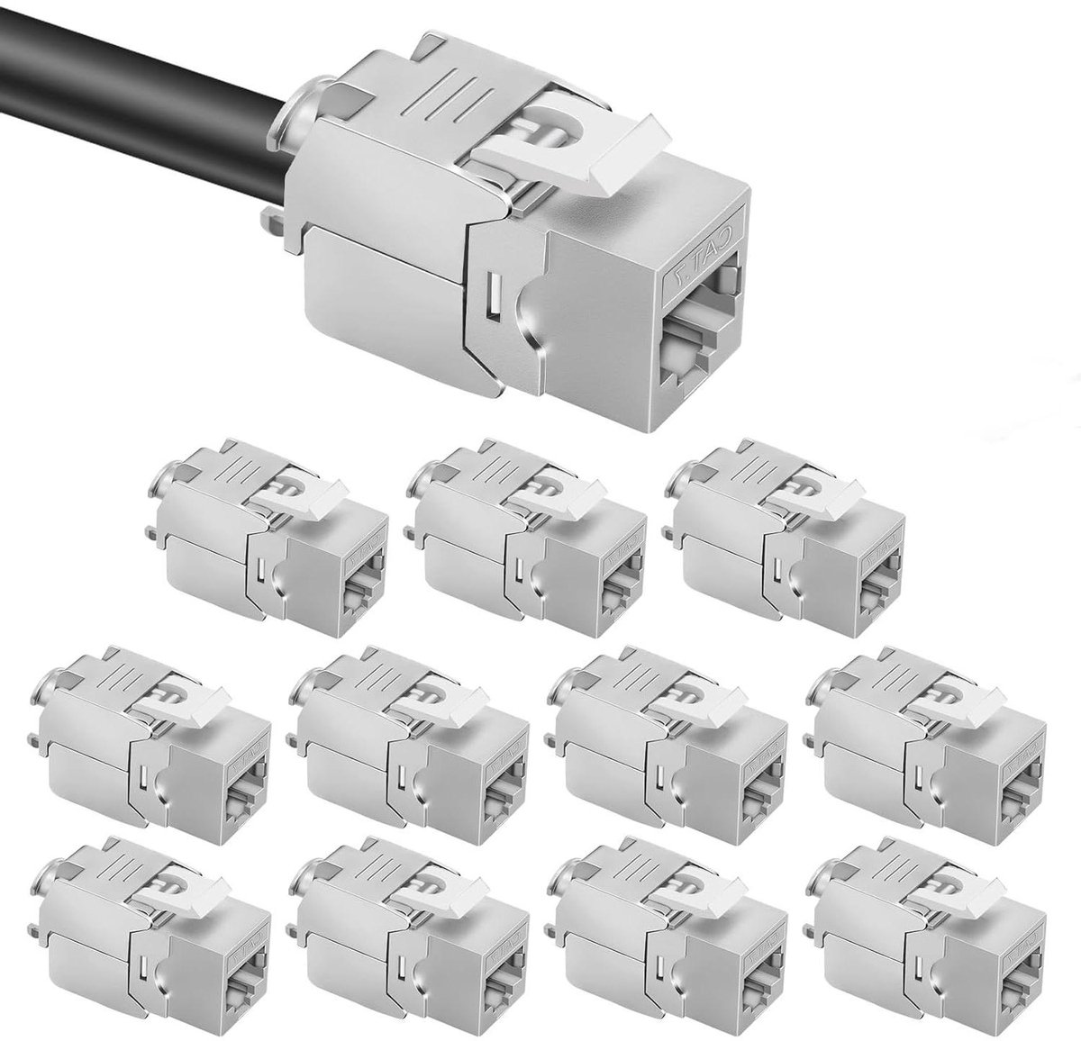 Keystone RJ45 Module - LAN Aansluiting - Netwerk Installatie - Gereedschapsloze Montage - 10 Gbit/s - Zilver