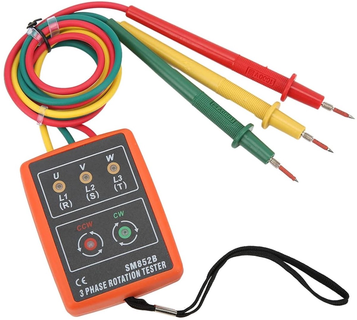 Draagbare 3-fase Rotatietester voor Wisselspanning 60-600V - Multifunctionele Meter met LED-indicatoren en Duurzaam ABS-materiaal voor Betrouwbare Metingen