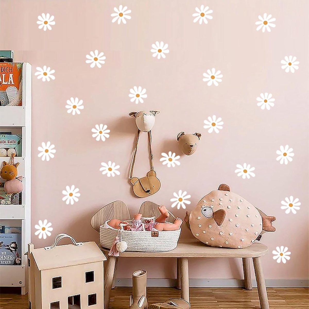 Muursticker kinderkamer decoratie, madeliefjes Home Decor Muurstickers, 72 stuks, waterbestendig, Floral Home Decor, botanisch, sticker