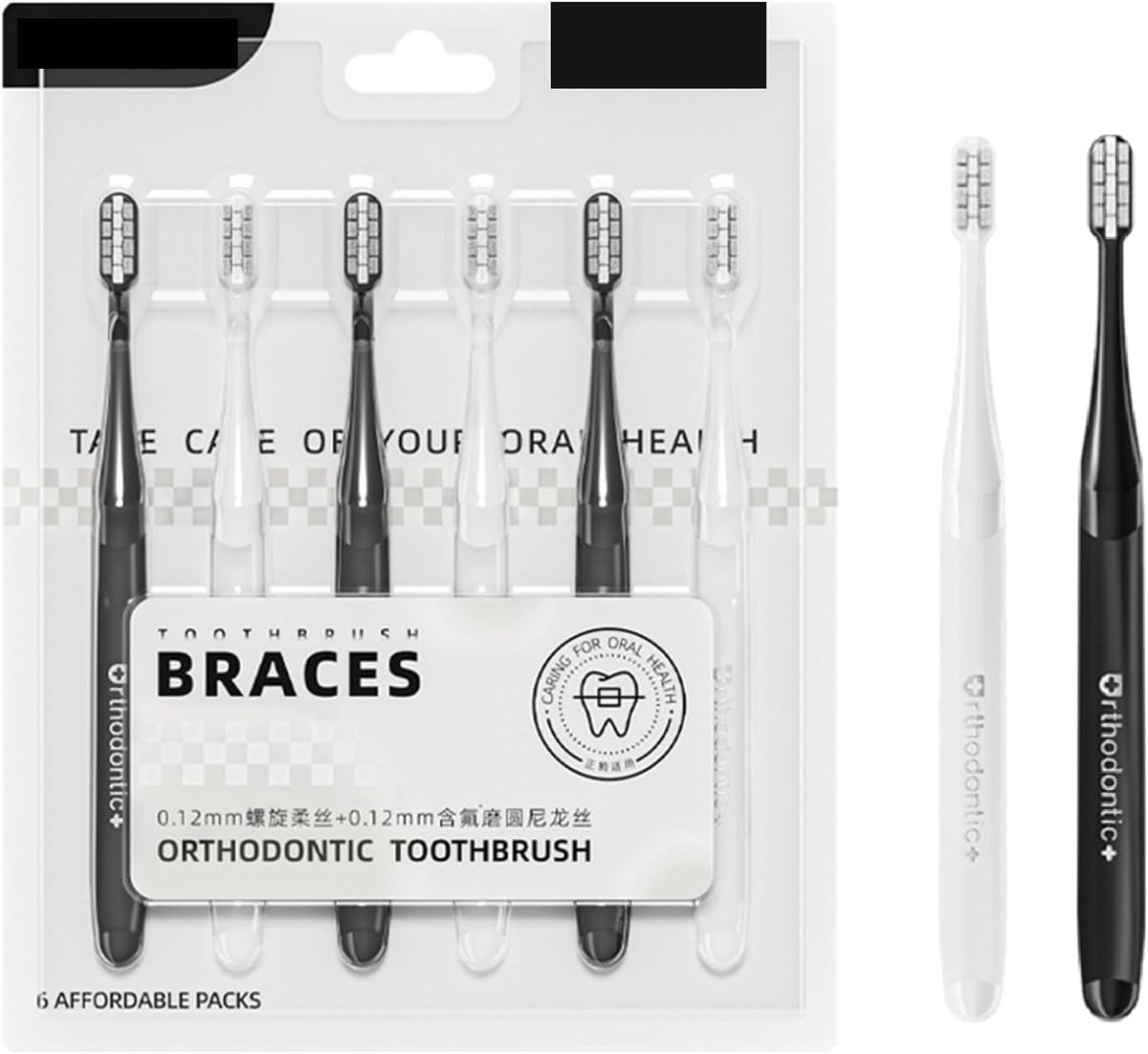 Orthodontische Tandenborstelset, 6 Stuks, Zachte U- en V-vormige Borstels voor Tandheelkundige Reiniging en Tandvleesbescherming met Fluoride Borstels