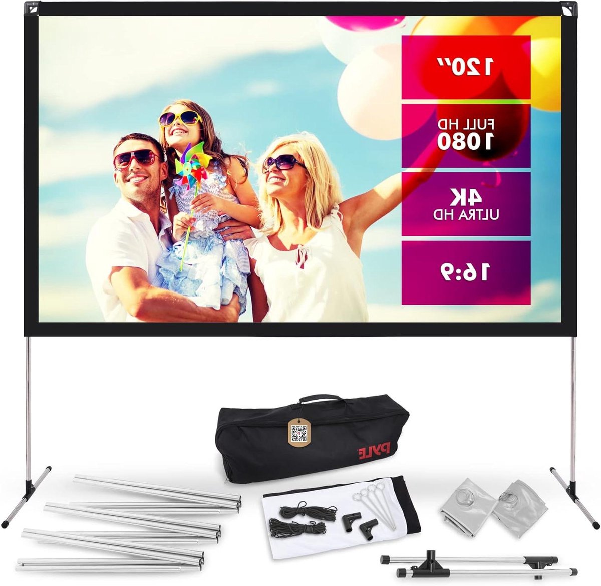 Projectiescherm met Standaard - Draagbaar Scherm Film Scherm - Buitenfilm Kijken - Vouwvrij Mat Wit - 120 inch 16:9 - Wit