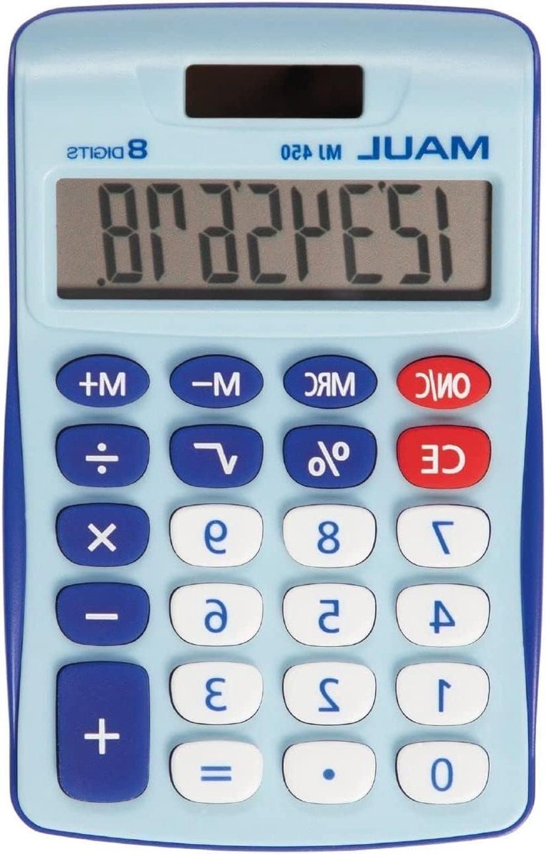 Rekenmachine Junior - Zakrekenmachine Compact - Dagelijkse Berekeningen - Dual Power Zonne-energie - 11.3 x 7.2 cm - Lichtblauw