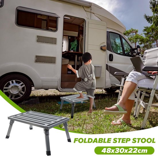 Inklapbaar opstapje voor caravans - antislip rubberen mat - SUV camping - keuken badkamer - voetenbank van MM Brands — afbeelding 4