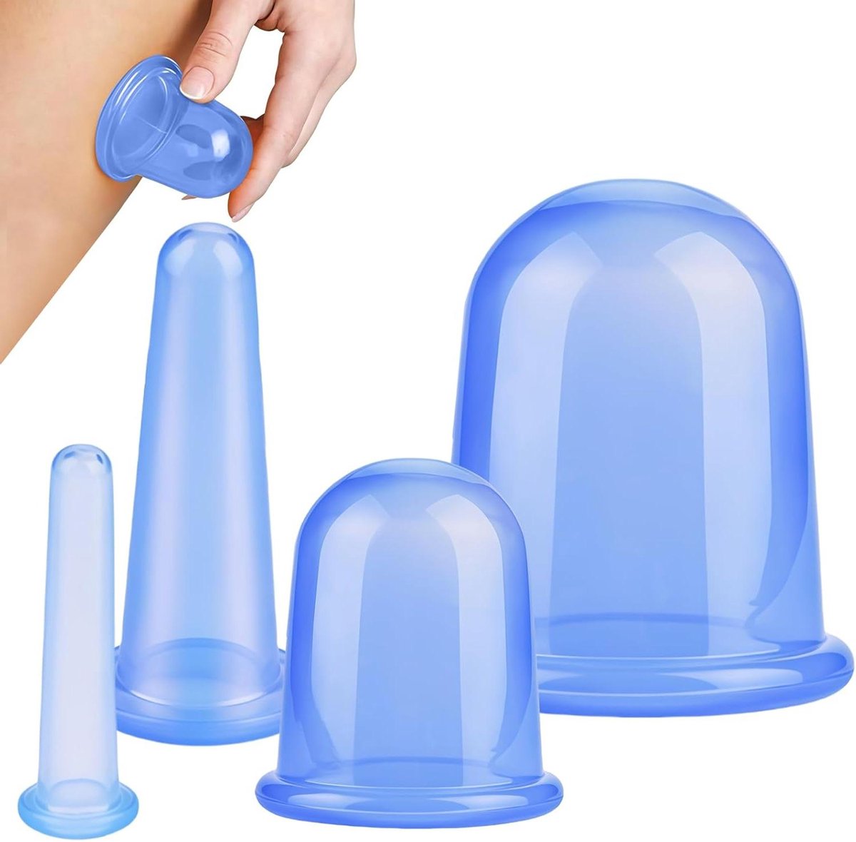 Siliconen Cupping Set - Gezichtsmassage Bekers - Lichaamsherstel - Eenvoudig te Reinigen - 4 stuks - Transparant