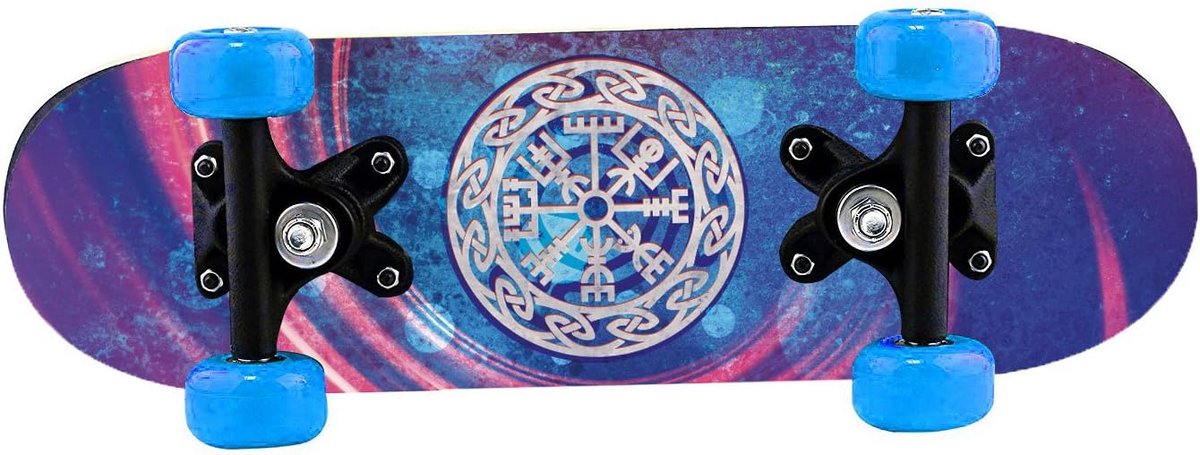 Mini Skateboard - Houten Skateboard - Buiten Spelen - Dubbelzijdig Bedrukt - 43 cm - Donkerblauw