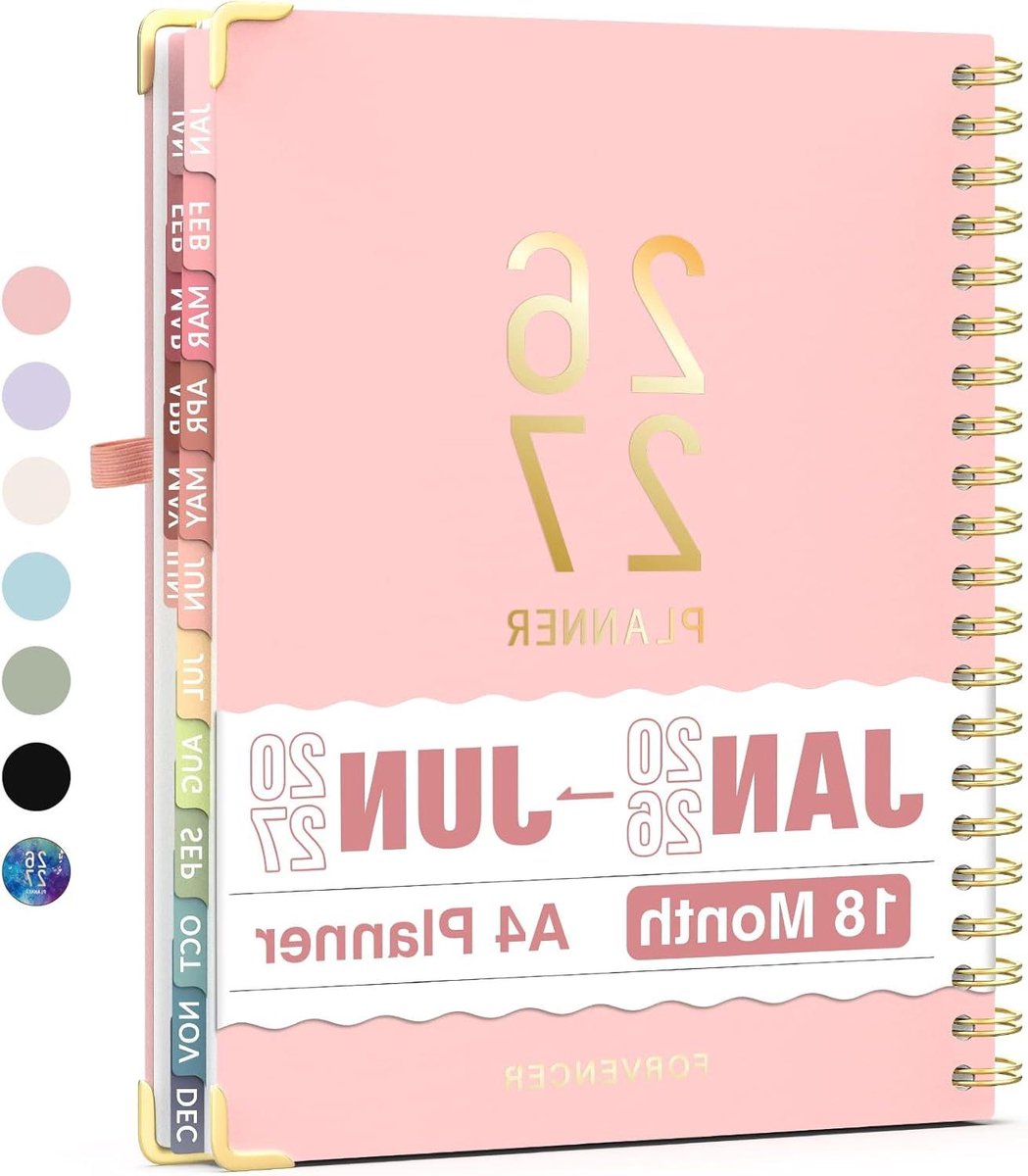 Hardcover Planner - Afsprakenboek Organizer - Planning Maken - 18 Maanden Overzicht - A4 Formaat - Roze