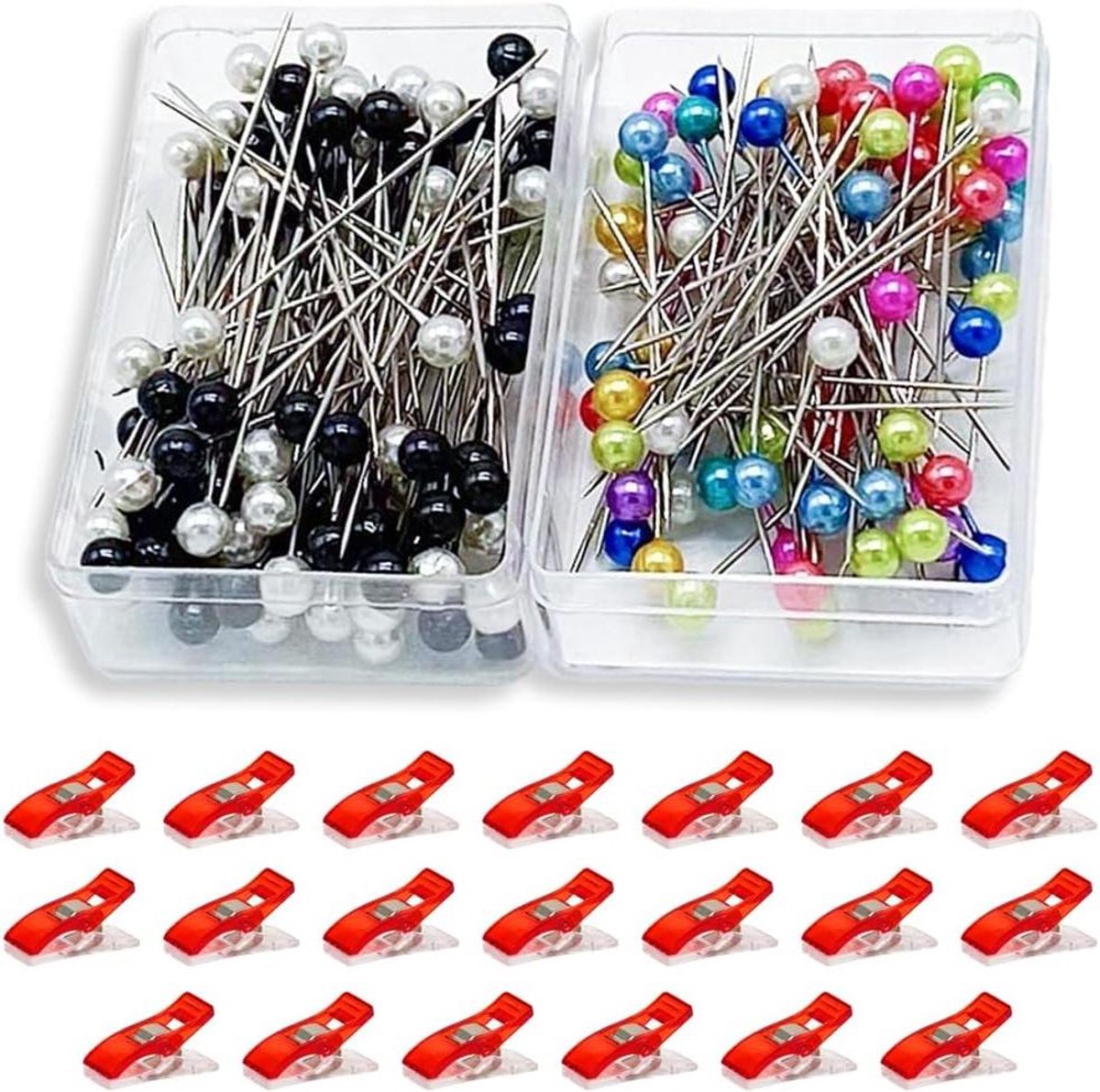 Veiligheidsspelden Set - Naaiclips Naalden - Knutselen Naaien - Roestvrij Staal ABS - 200 Stuks - Multicolor Zwart Wit Rood