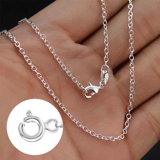 925 sterling zilveren damesketting, zonder hanger, 1 mm, zilver, verkrijgbaar in 45 cm, waterdicht, antioxidatie — afbeelding 2