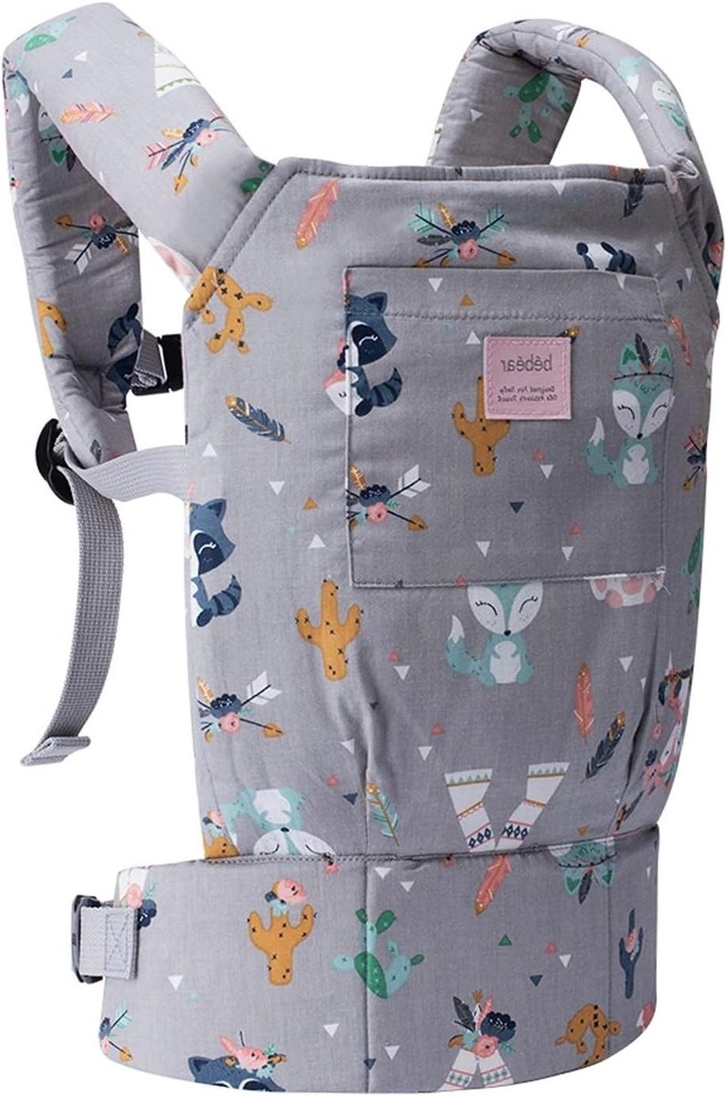 Poppendrager Kinderen - Draagzak Poppen - Spelen Mama Papa - 3-in-1 Verstelbaar - Max 94cm - Grijs Dierenprint