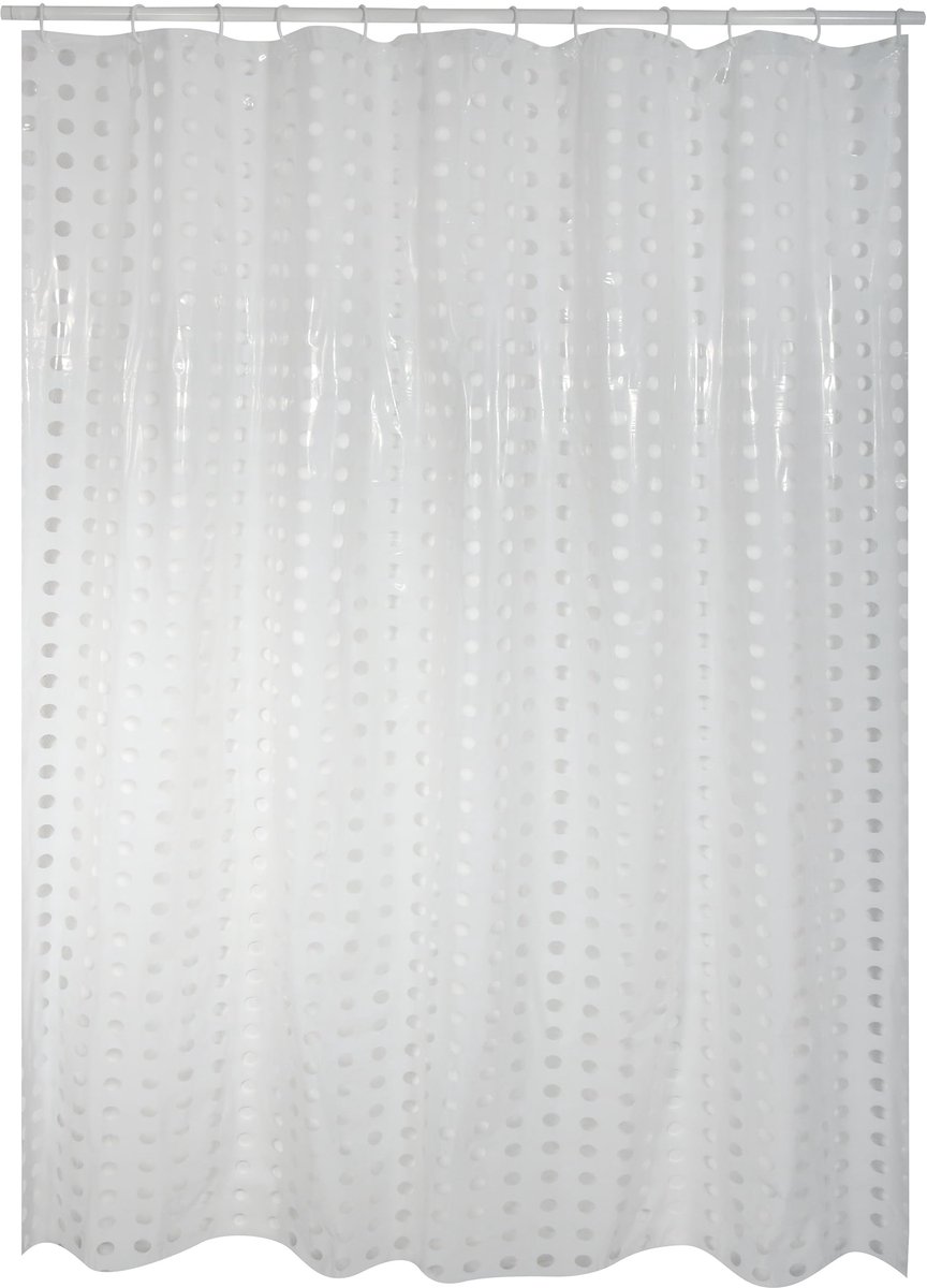 Douchegordijn stippen van polyvinylchloride 200x180cm in wit/transparant, meerkleurig, 30 x 20 x 15 cm