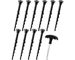 Piquets pour stations de charge pour tondeuses à gazon, vis de terre en plastique, 14 cm, pour fixation au sol sécurisée, convient pour robot tondeuse Husqvarna Automower, piquets de camping, noir, avec clé