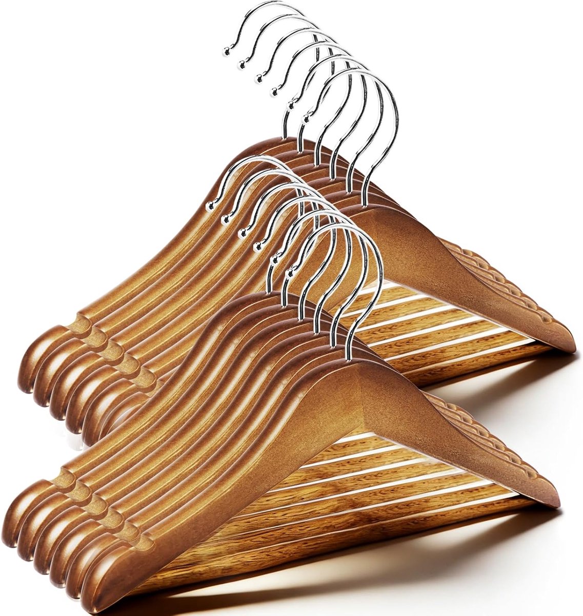 Kleerhangers voor kinderen, 12 stuks, houten babykleerhangers met 360° draaibare haak en schoudergroeven, lengte 30 cm, perfect voor kinderkleding, kleerhangers voor kinderen