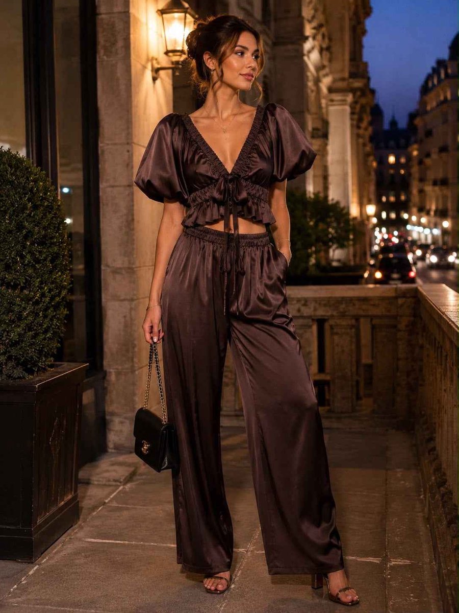 Sophie & Me Satin Set Chocobruin