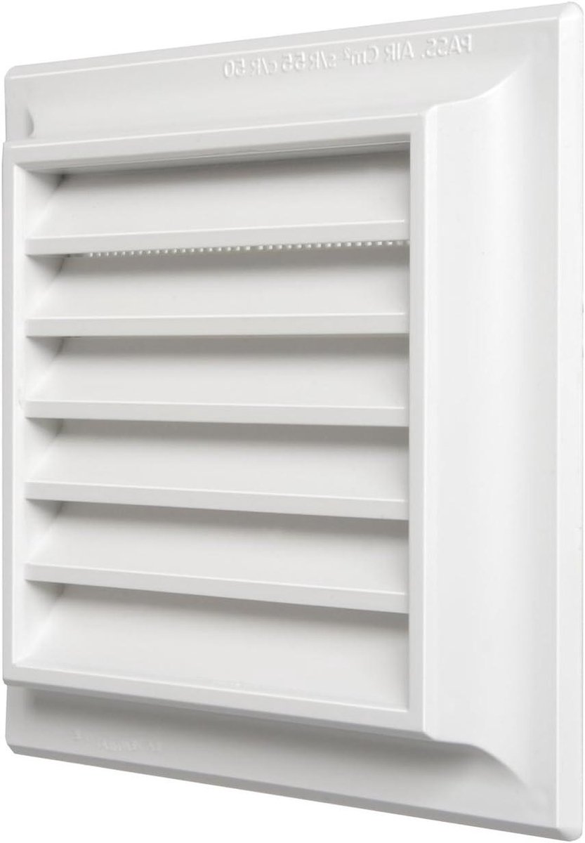 Ventilatierooster Vierkant - Rooster Kunststof - Ventilatie Ruimtes - Met Insectennet - 140 x 140 mm - Wit