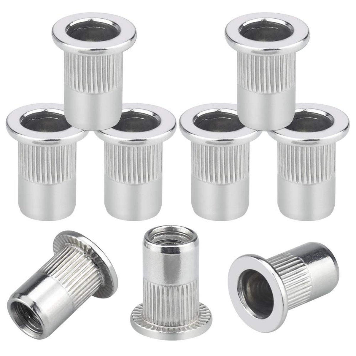 50 stuks klinkmoeren van roestvrij staal, blindklinkmoer, M6, ronde draadklinkmoeren, verzonken kop, zilveren blindmoeren, schroefdraad, klinkmoeren voor bevestiging, auteur, meubels,