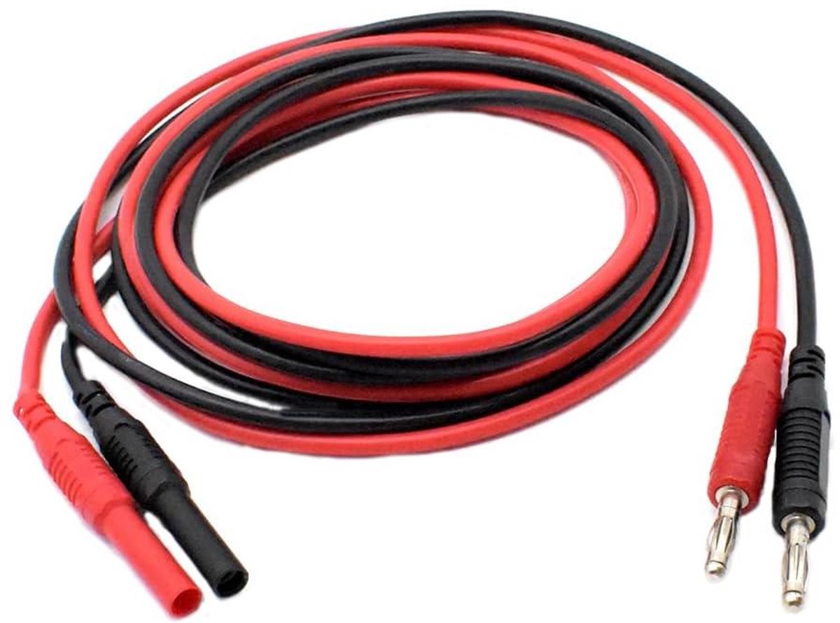 Multimeter Testkabel Set - Meetkabels Krokodillenklem - Elektrische Tests - Isolatiebescherming PVC - 1 meter - Rood Zwart