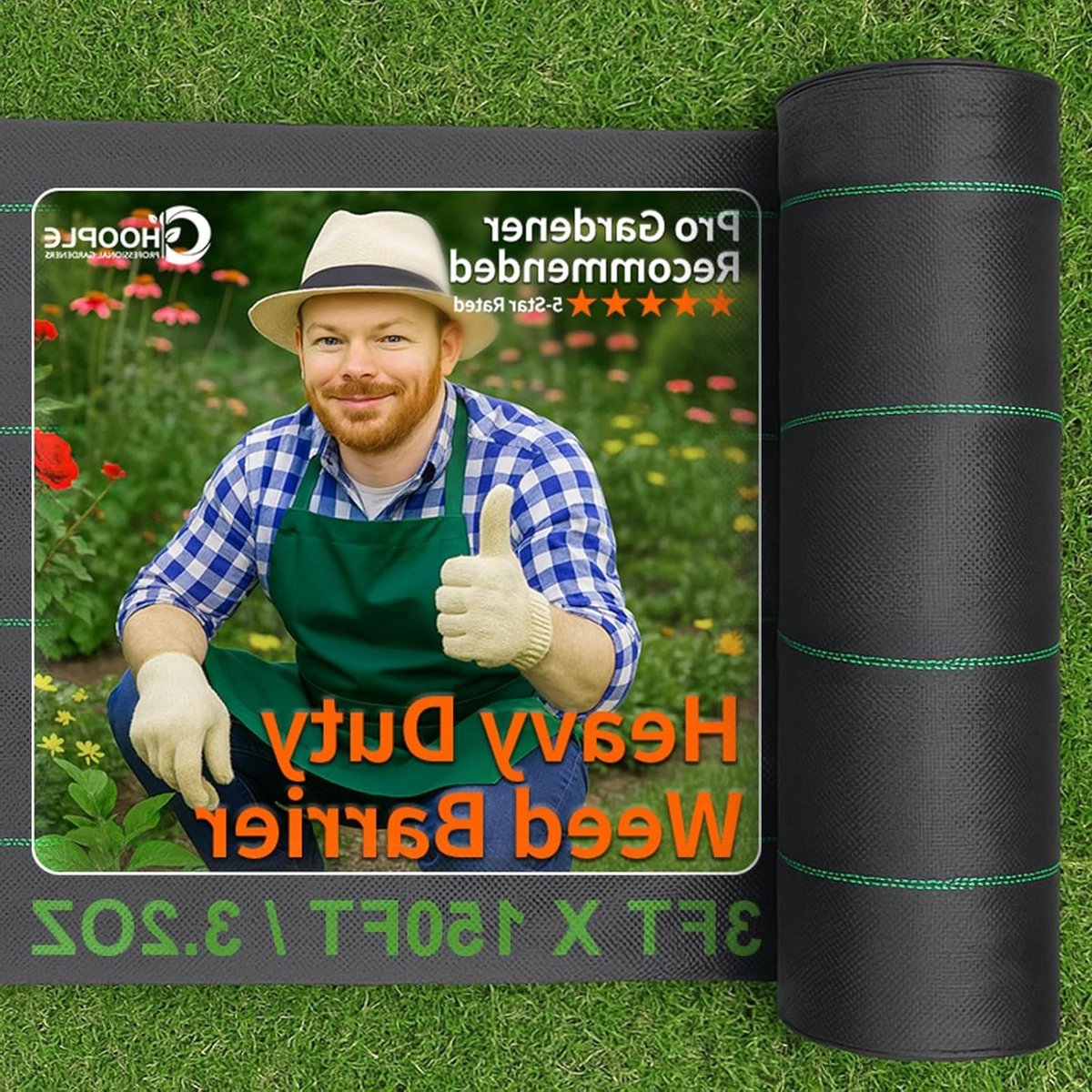 Onkruidbarrière Landschapsstof - Tuinfolie Onkruiddoek - Tuin Onderhouden - Ademend en Waterdoorlatend - 3 x 150 ft - Zwart
