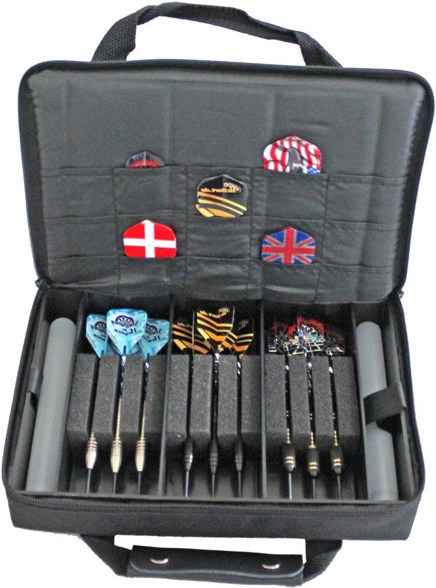 Dartpijlen Set - Stalen Darts - Dartspel Spelen - Inclusief Opbergtas - 28 cm - Zwart