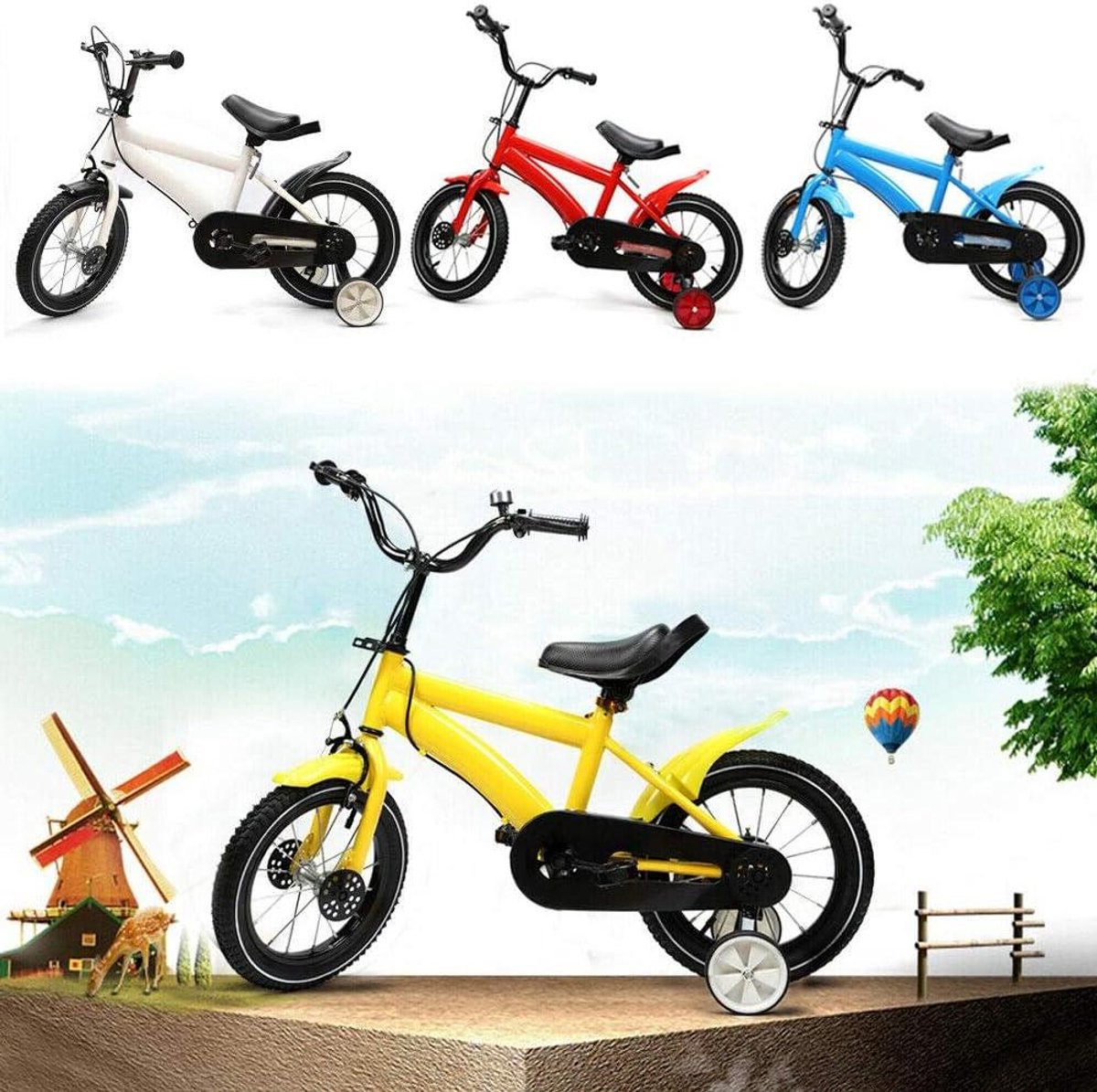 Kinderfiets - Loopfiets Cruiser - Veilig Leren Fietsen - Verstevigd Frame - 14 inch - Geel