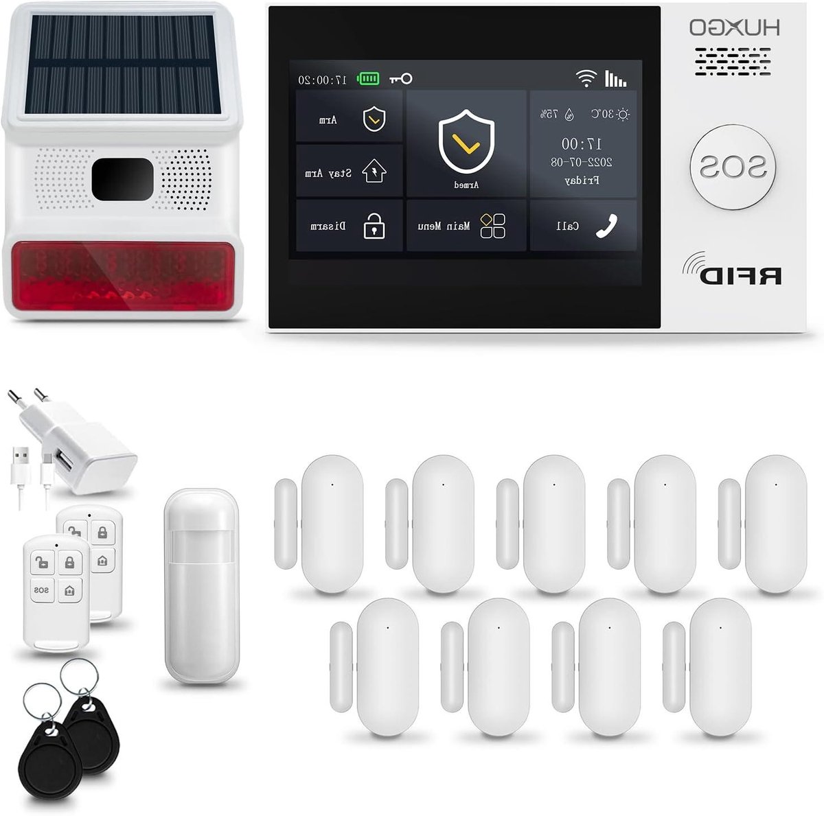 Draadloos Alarmsysteem Set - Home Security Systeem - Huis Beveiligen - WiFi en GSM Connectiviteit - 9 Sensoren - Wit